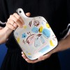 Japanese Style Hand-Painted 9" Deep Baking Plate with Handle – Multicolored Bake Pan