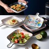 Japanese Style Hand-Painted 9" Deep Baking Plate with Handle – Multicolored Bake Pan