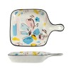 Japanese Style Hand-Painted 9" Deep Baking Plate with Handle – Multicolored Bake Pan