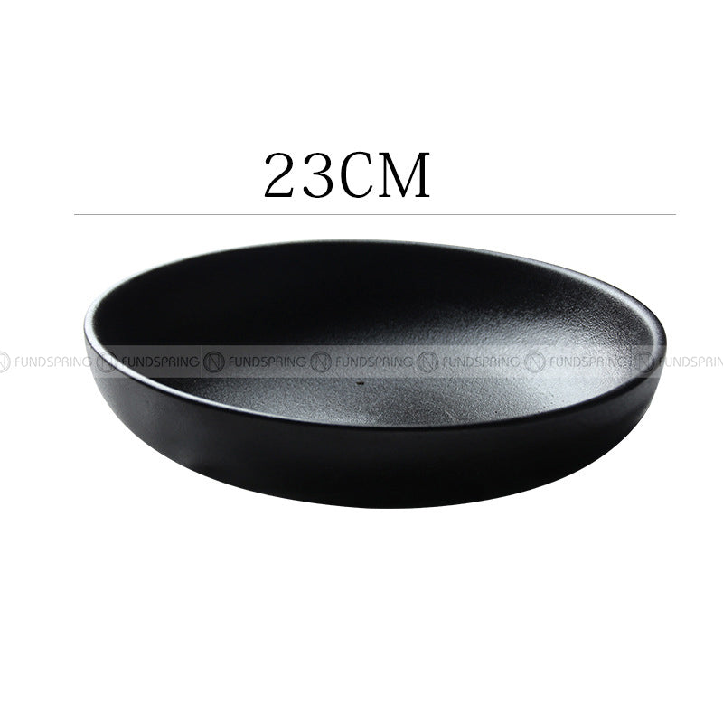 Ceramic Round Serving Bowl Wide Shallow Bowl Black Matte Bowl Ceramic Round Serving Bowl Wide Shallow Bowl Black Matte Bowl