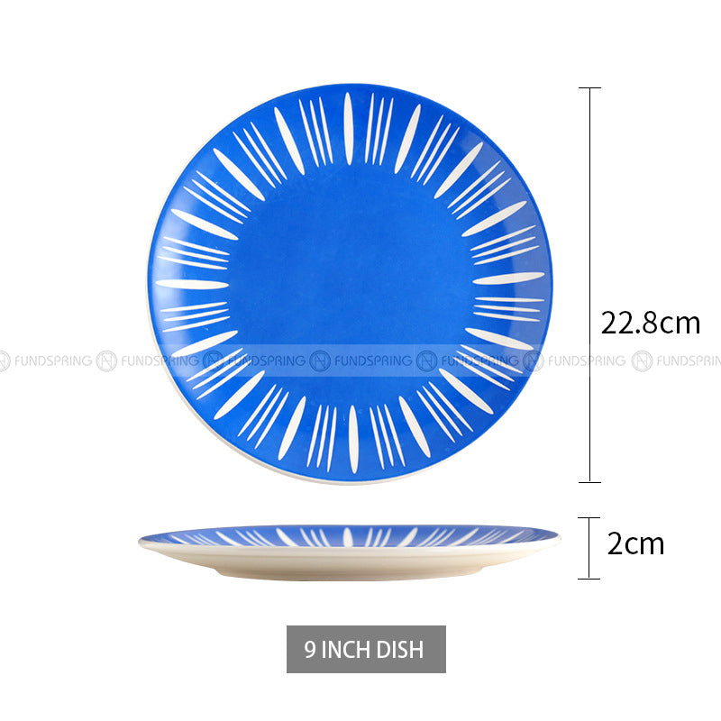 Nordic Ceramic Tableware Simple Line Pattern Disc Snack Dinner Plate Nordic Ceramic Tableware Simple Line Pattern Disc Snack Dinner Plate
