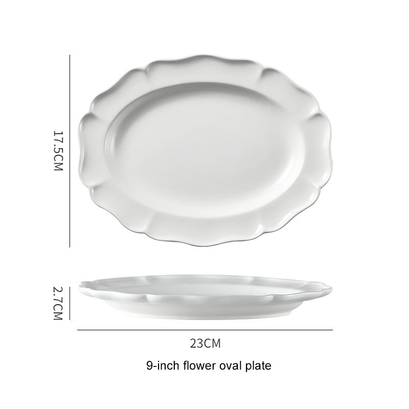 Pure White Flower Edge Ceramic Lace Dinnerware Set - Bowl and Soup Plate Pure White Flower Edge Ceramic Lace Dinnerware Set - Bowl and Soup Plate