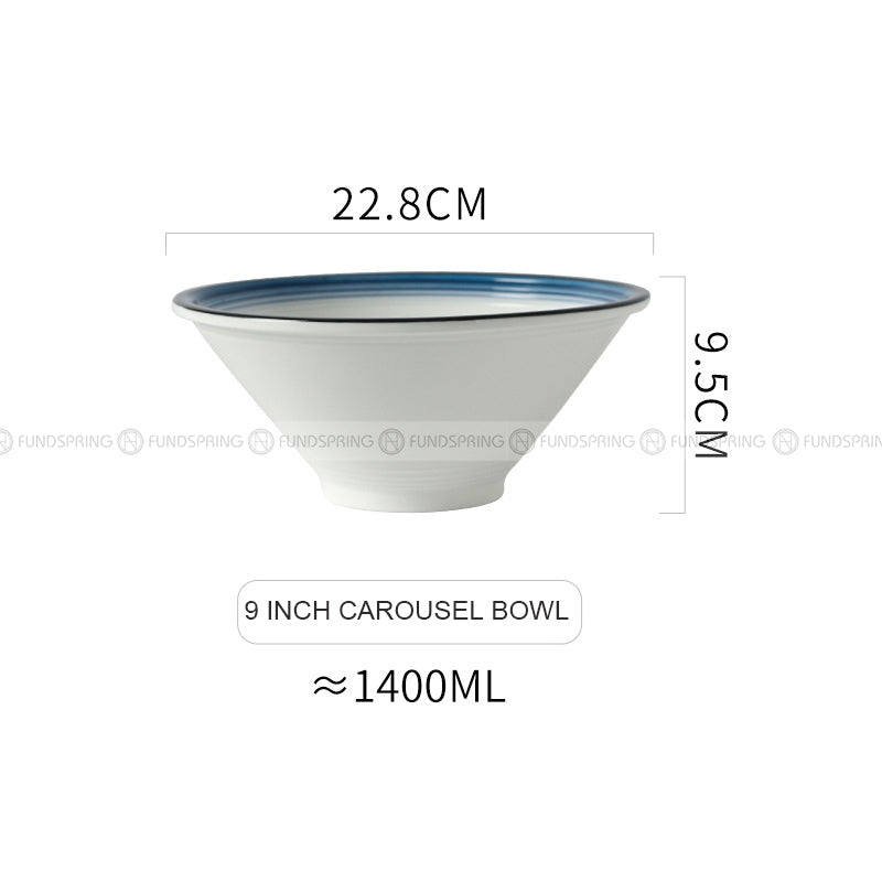Ceramic Dinnerware Blue Trumpet Bowl Wide Mouth Bamboo Hat Bowl Ceramic Dinnerware Blue Trumpet Bowl Wide Mouth Bamboo Hat Bowl