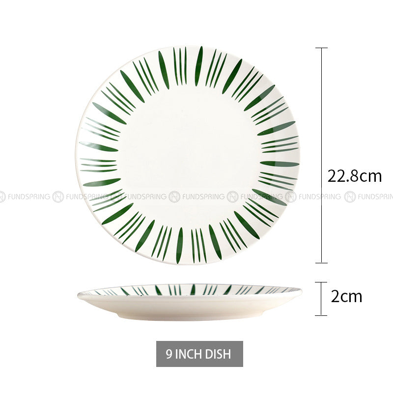 Nordic Ceramic Tableware Simple Line Pattern Disc Snack Dinner Plate Nordic Ceramic Tableware Simple Line Pattern Disc Snack Dinner Plate