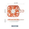 Japanese Style Hand-Painted 9" Deep Baking Plate with Handle – Multicolored Bake Pan