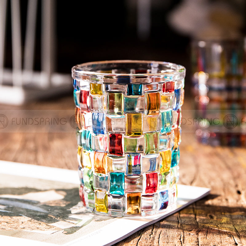 Contrast Color Stripe Glass Cups Painted Water Cup Whiskey Glass Contrast Color Stripe Glass Cups Painted Water Cup Whiskey Glass
