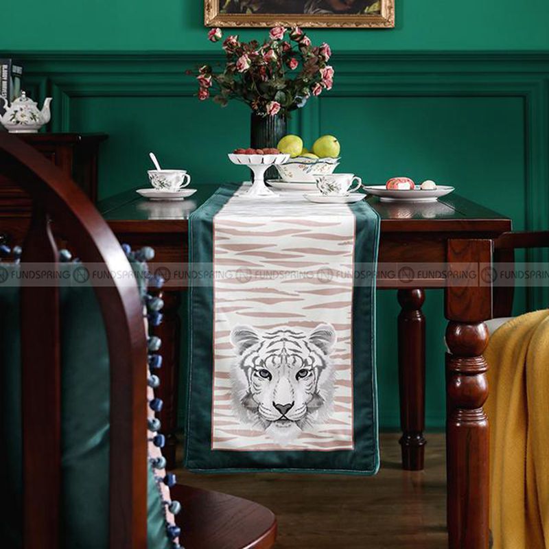 Jungle White Tiger Table Runner Rustic Strips Upholstery Desk Cover Jungle White Tiger Table Runner Rustic Strips Upholstery Desk Cover
