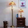 Vintage Flower Decorated Table Lamp and Floor Lamp with Shell Lamp Shade and Solid Swan Holder Vintage Flower Decorated Table Lamp and Floor Lamp with Shell Lamp Shade and Solid Swan Holder