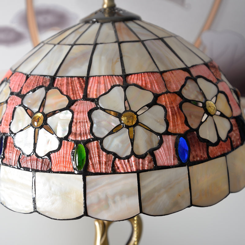 Tiffany Lamp Table Lamp with Shell Lampshade and Brass Swan Lamp Stand Tiffany Lamp Table Lamp with Shell Lampshade and Brass Swan Lamp Stand