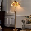 Tiffany Floor Lamp with Shell Lampshade and Solid Brass on Swan or Goddess Lampstand