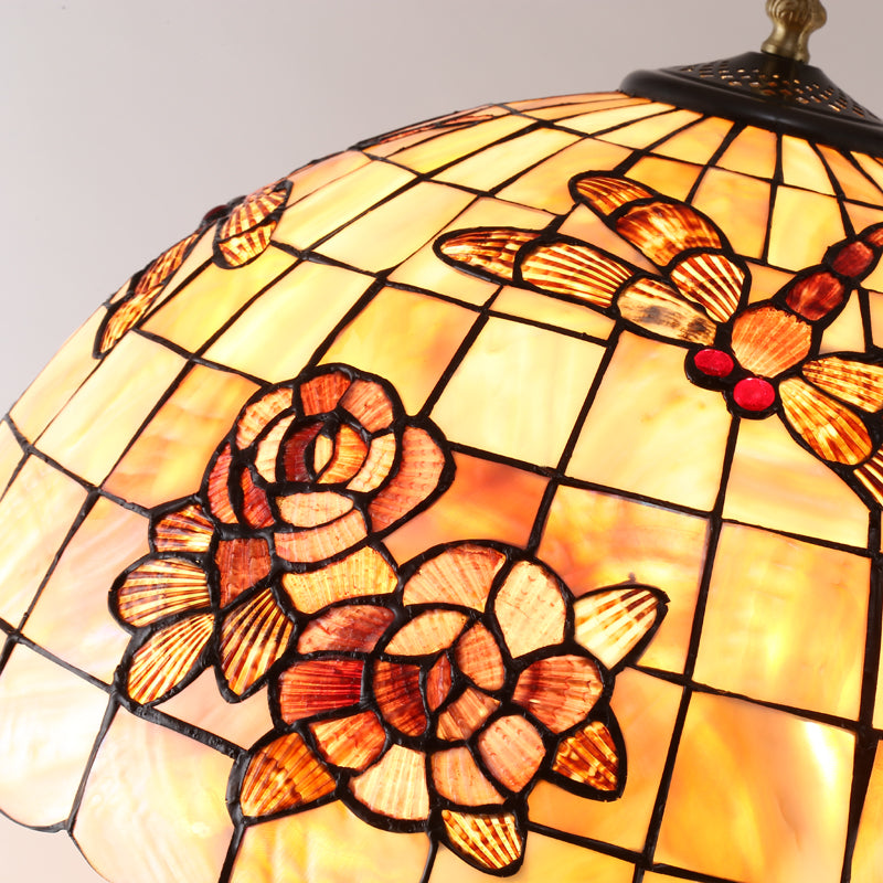 Tiffany Floor Lamp with Shell Lampshade and Solid Brass on Swan or Goddess Lampstand Tiffany Floor Lamp with Shell Lampshade and Solid Brass on Swan or Goddess Lampstand