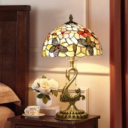 Tiffany Lamp Table Lamp with Shell Lampshade and Brass Swan Lamp Stand Tiffany Lamp Table Lamp with Shell Lampshade and Brass Swan Lamp Stand