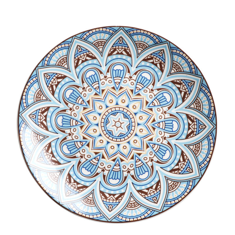 Ceramic Bohemian Dinnerware Set Creative Pattern Shallow Dinner Plate Ceramic Bohemian Dinnerware Set Creative Pattern Shallow Dinner Plate