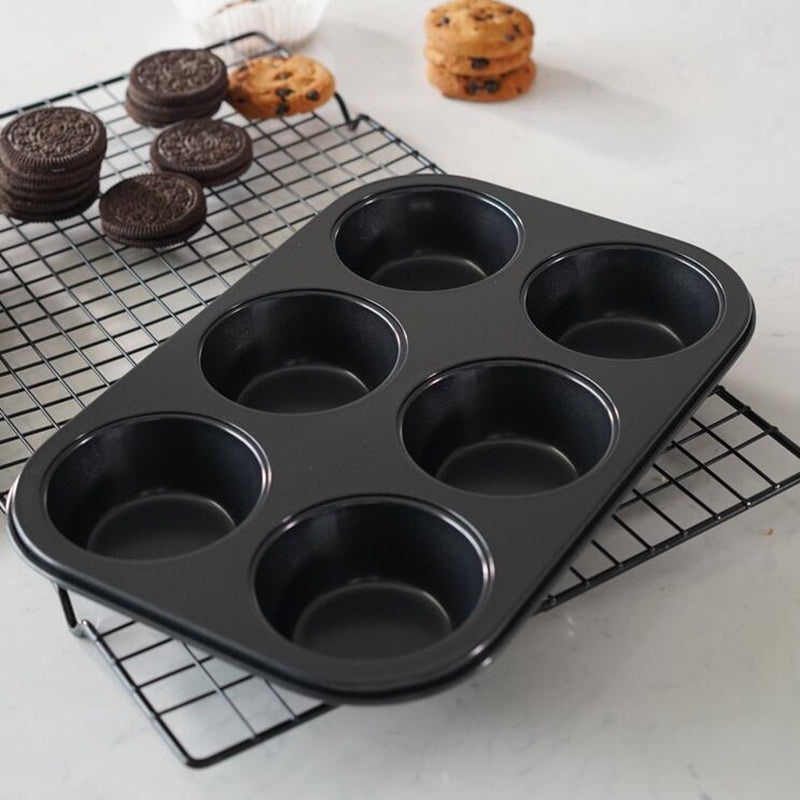 Black Non-stick Baking Pan 6 Cups Muffin Mold Cake Baking Mold