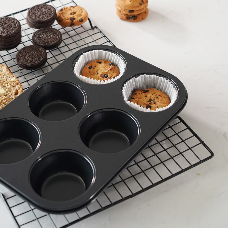 Black Non-stick Baking Pan 6 Cups Muffin Mold Cake Baking Mold Black Non-stick Baking Pan 6 Cups Muffin Mold Cake Baking Mold