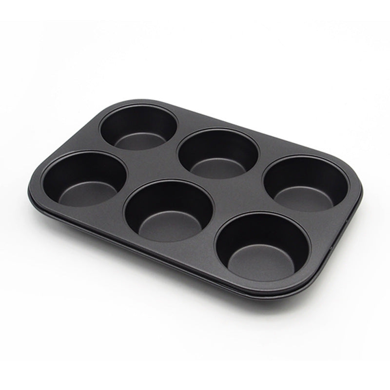 Black Non-stick Baking Pan 6 Cups Muffin Mold Cake Baking Mold Black Non-stick Baking Pan 6 Cups Muffin Mold Cake Baking Mold