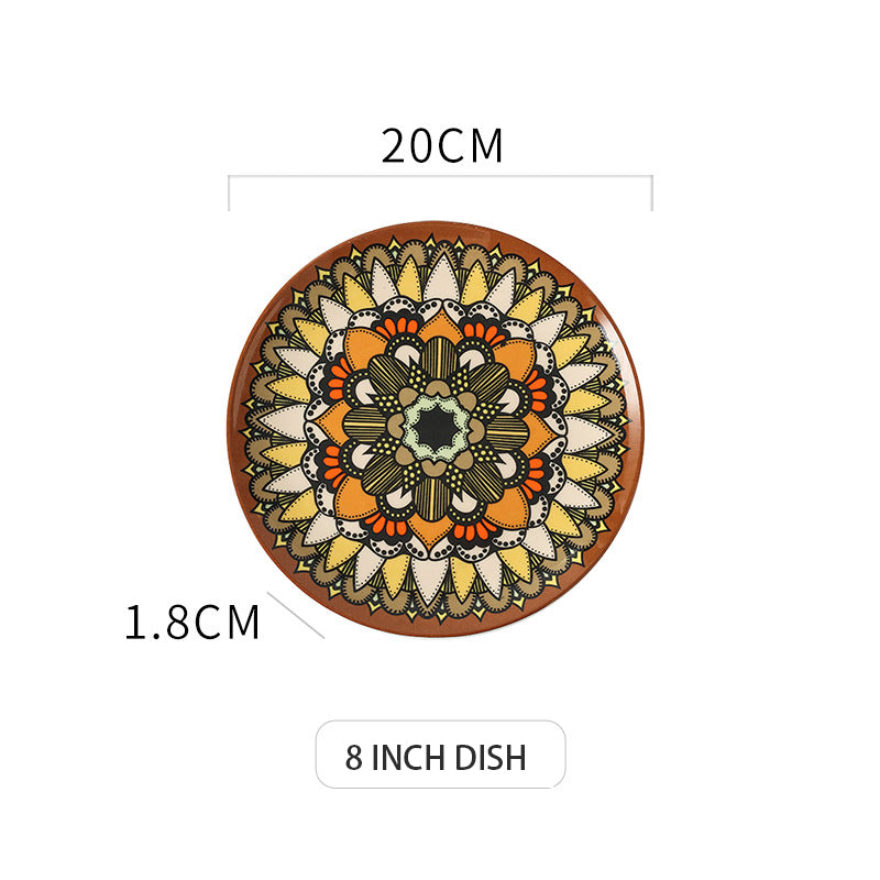 Ceramic Bohemian Dinnerware Set Creative Pattern Shallow Dinner Plate Ceramic Bohemian Dinnerware Set Creative Pattern Shallow Dinner Plate