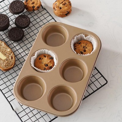 Champagne Non-stick Baking Pan 6 Cups Muffin Mold Cake Baking Mold Champagne Non-stick Baking Pan 6 Cups Muffin Mold Cake Baking Mold
