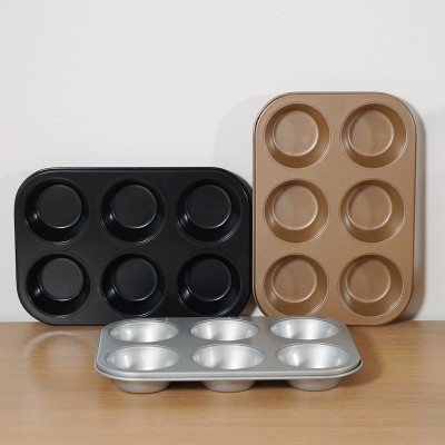 Champagne Non-stick Baking Pan 6 Cups Muffin Mold Cake Baking Mold Champagne Non-stick Baking Pan 6 Cups Muffin Mold Cake Baking Mold