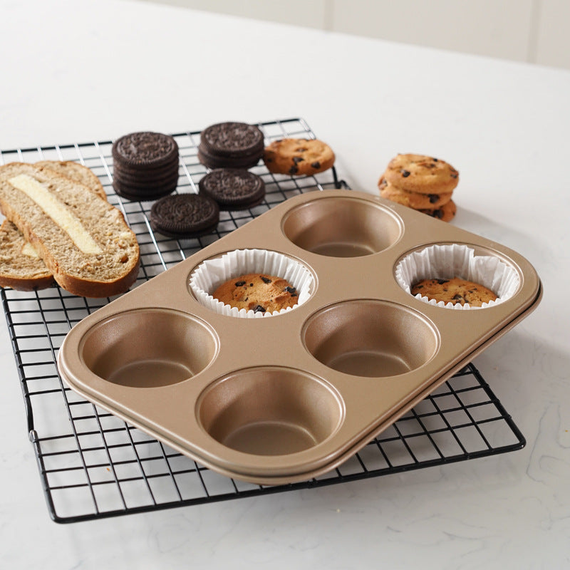 Champagne Non-stick Baking Pan 6 Cups Muffin Mold Cake Baking Mold Champagne Non-stick Baking Pan 6 Cups Muffin Mold Cake Baking Mold