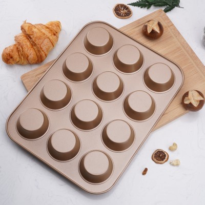 Champagne Non-stick Baking Pan 12 Cups Muffin Mold Cake Baking Mold Champagne Non-stick Baking Pan 12 Cups Muffin Mold Cake Baking Mold