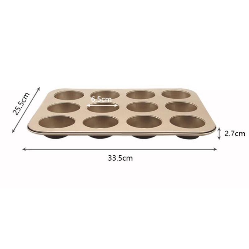 Champagne Non-stick Baking Pan 12 Cups Muffin Mold Cake Baking Mold Champagne Non-stick Baking Pan 12 Cups Muffin Mold Cake Baking Mold