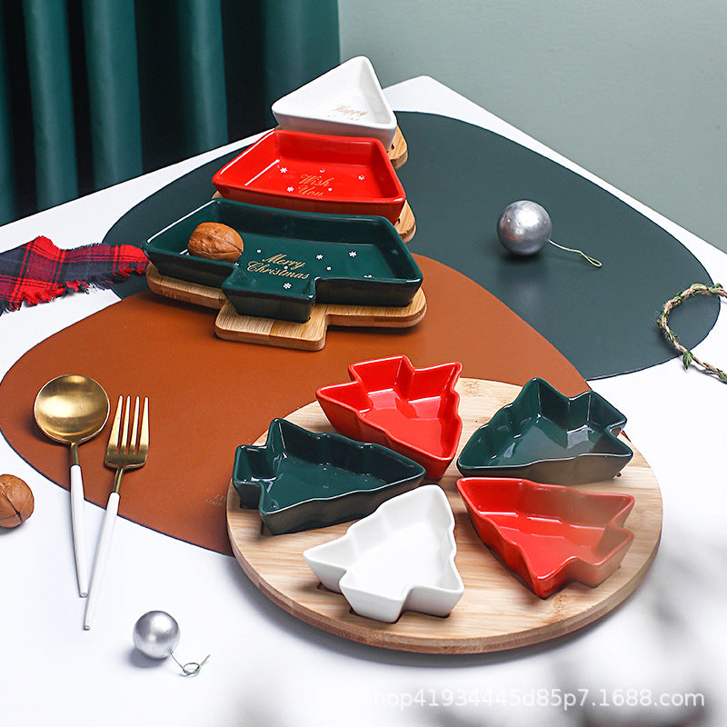 Ceramic Christmas Tree Multi-Compartment Snack and Candy Tray Ceramic Christmas Tree Multi-Compartment Snack and Candy Tray