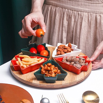 Ceramic Christmas Tree Multi-Compartment Snack and Candy Tray Ceramic Christmas Tree Multi-Compartment Snack and Candy Tray