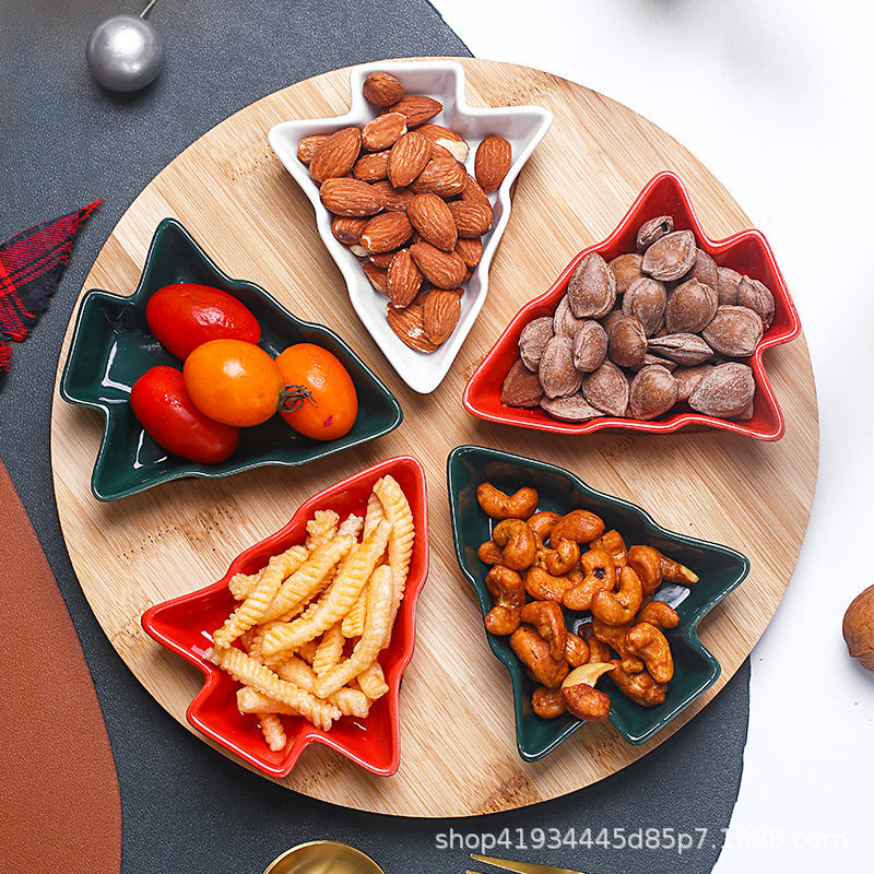 Ceramic Christmas Tree Multi-Compartment Snack and Candy Tray Ceramic Christmas Tree Multi-Compartment Snack and Candy Tray