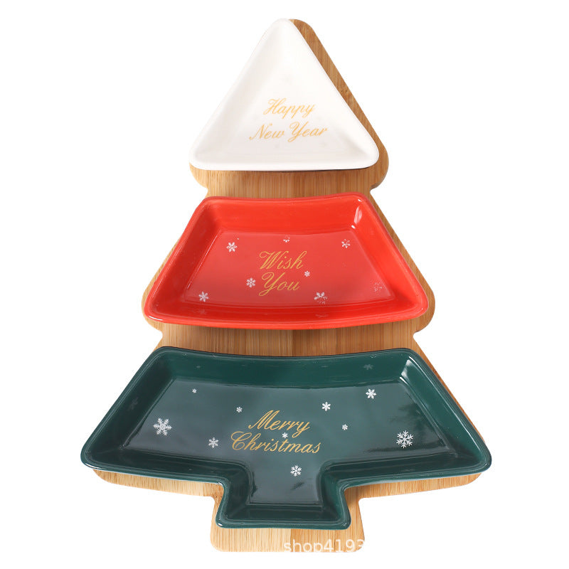 Ceramic Christmas Tree Multi-Compartment Snack and Candy Tray Ceramic Christmas Tree Multi-Compartment Snack and Candy Tray