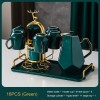 Ceramic Drinking Set with Tray, Coffee Cups with Gold Accents, Elegant Living Room Addition Ceramic Drinking Set with Tray, Coffee Cups with Gold Accents, Elegant Living Room Addition