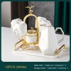 Ceramic Drinking Set with Tray, Coffee Cups with Gold Accents, Elegant Living Room Addition Ceramic Drinking Set with Tray, Coffee Cups with Gold Accents, Elegant Living Room Addition