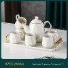 Ceramic Drinking Set with Tray, Coffee Cups with Gold Accents, Elegant Living Room Addition Ceramic Drinking Set with Tray, Coffee Cups with Gold Accents, Elegant Living Room Addition
