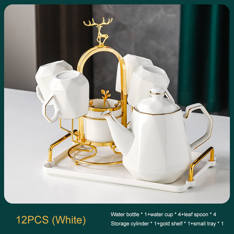 Ceramic Drinking Set with Tray, Coffee Cups with Gold Accents, Elegant Living Room Addition Ceramic Drinking Set with Tray, Coffee Cups with Gold Accents, Elegant Living Room Addition
