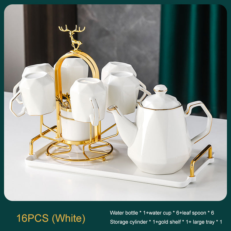Ceramic Drinking Set with Tray, Coffee Cups with Gold Accents, Elegant Living Room Addition Ceramic Drinking Set with Tray, Coffee Cups with Gold Accents, Elegant Living Room Addition