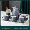 Ceramic Drinking Set with Tray, Coffee Cups with Gold Accents, Elegant Living Room Addition Ceramic Drinking Set with Tray, Coffee Cups with Gold Accents, Elegant Living Room Addition