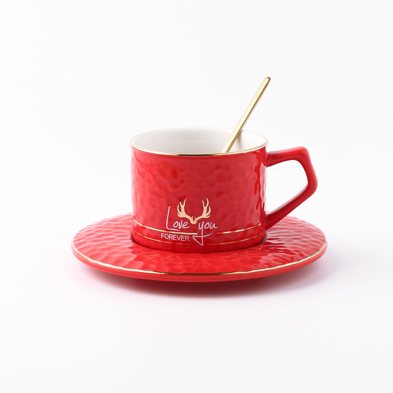 Household Ceramic Coffee Cup Set with Spoon and Saucer for Elegant Afternoon Tea Household Ceramic Coffee Cup Set with Spoon and Saucer for Elegant Afternoon Tea