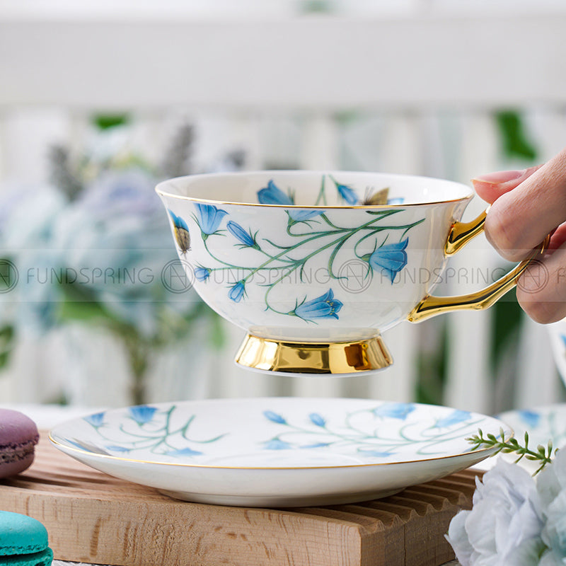 Elegant Gold-Plated Royal Flower Bone China Tea Cups and Coffee Mug Set Elegant Gold-Plated Royal Flower Bone China Tea Cups and Coffee Mug Set