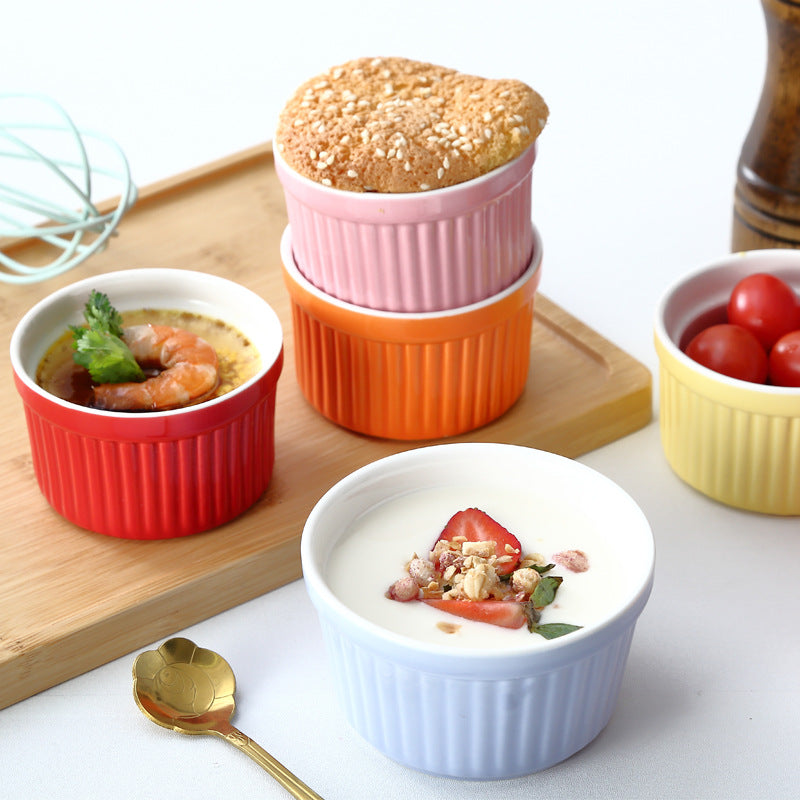 High-Temperature Resistant Soufflé Baking Bowl: Versatile Dessert Pudding Cup and Baking Container