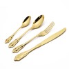 Europe Retro Gold, Silver Flatware Set Engraved Fork, Spoon, Knife For Dinner Set of 4 Europe Retro Gold, Silver Flatware Set Engraved Fork, Spoon, Knife For Dinner Set of 4