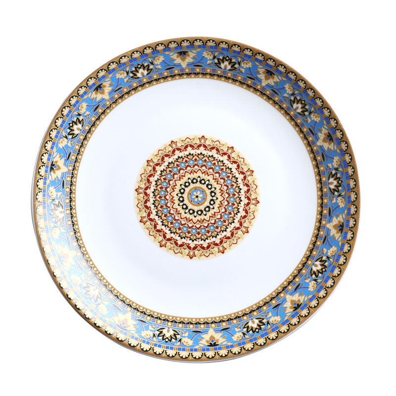 Ceramic Bohemian Dinnerware Set Creative Pattern Shallow Dinner Plate Ceramic Bohemian Dinnerware Set Creative Pattern Shallow Dinner Plate