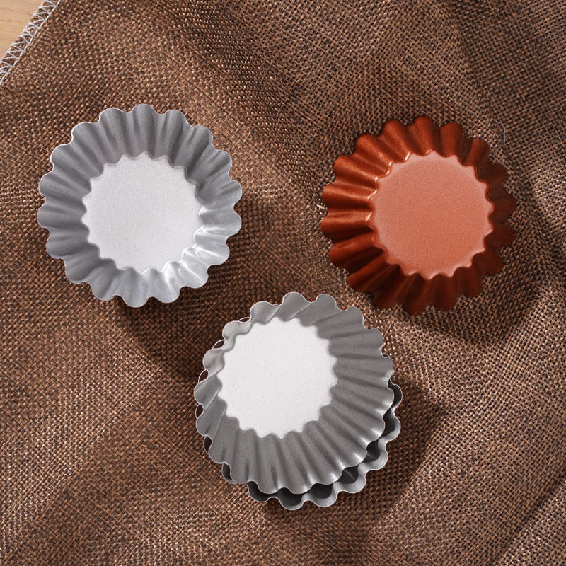 Floral Round Egg Tart Molds - Set of 3 with Ripple Design Floral Round Egg Tart Molds - Set of 3 with Ripple Design