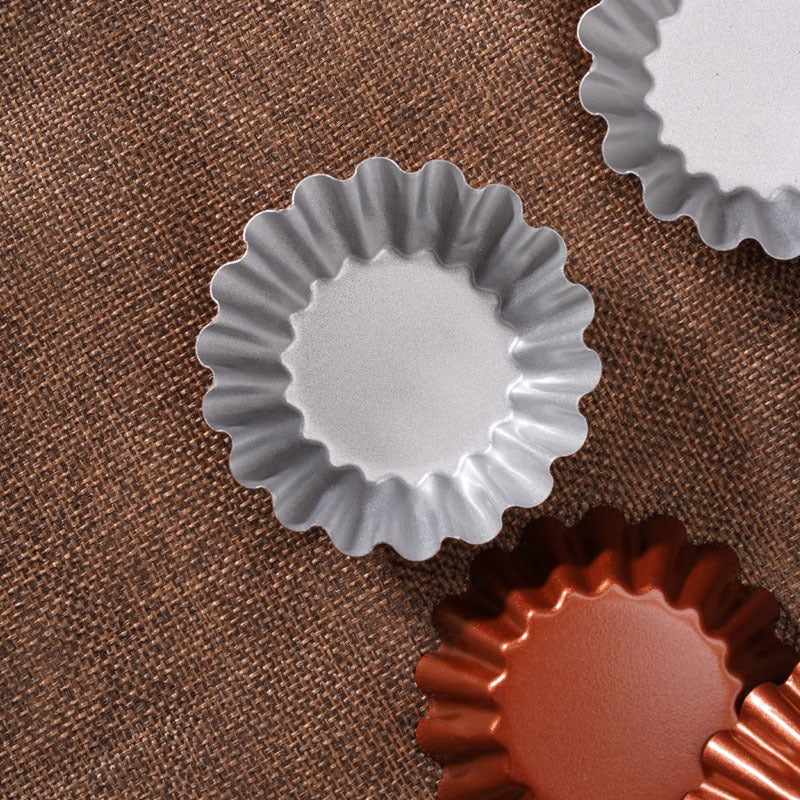 Floral Round Egg Tart Molds - Set of 3 with Ripple Design Floral Round Egg Tart Molds - Set of 3 with Ripple Design