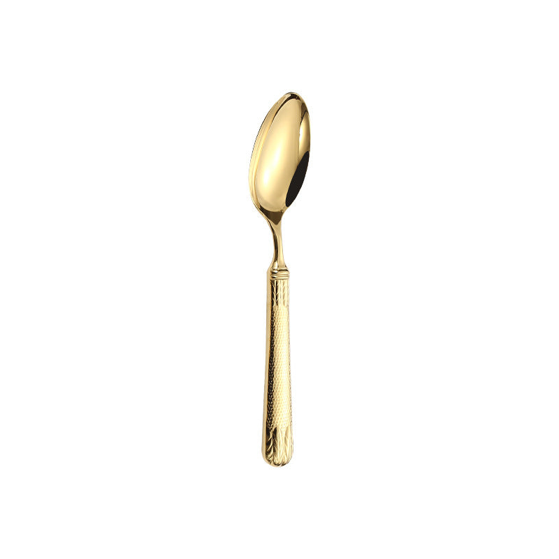 Cutlery Set of 4 With Hollow Handle, Wheat Engraving 304 Stainless Steel Fork, Knife, Spoon Cutlery Set of 4 With Hollow Handle, Wheat Engraving 304 Stainless Steel Fork, Knife, Spoon