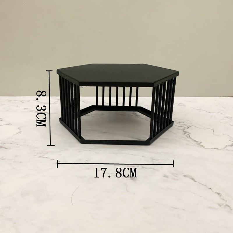 Hexagonal Afternoon Tea Delight Display Stand - Iron Snack Tray Set Hexagonal Afternoon Tea Delight Display Stand - Iron Snack Tray Set