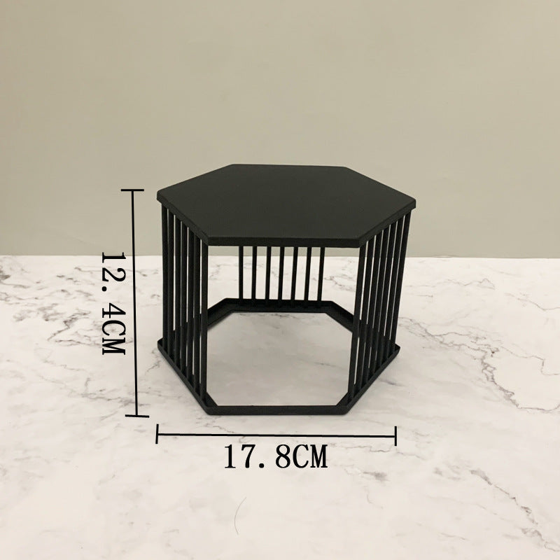 Hexagonal Afternoon Tea Delight Display Stand - Iron Snack Tray Set Hexagonal Afternoon Tea Delight Display Stand - Iron Snack Tray Set