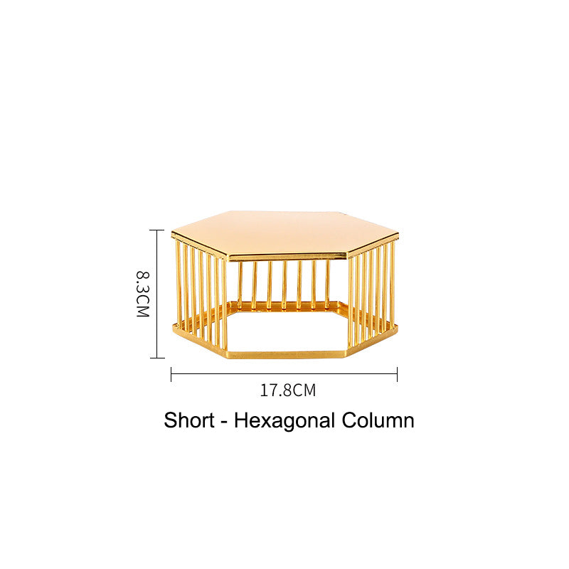 Hexagonal Afternoon Tea Delight Display Stand - Iron Snack Tray Set Hexagonal Afternoon Tea Delight Display Stand - Iron Snack Tray Set