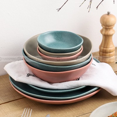 Matte Fusion Ceramic Dinner Plate Combination Tableware Set of 2 (8" and 11") Matte Fusion Ceramic Dinner Plate Combination Tableware Set of 2 (8" and 11")