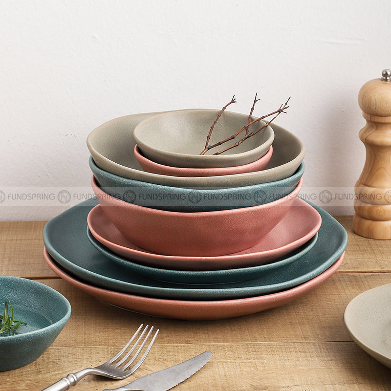 Matte Fusion Ceramic Dinner Plate Combination Tableware Set of 2 (8" and 11") Matte Fusion Ceramic Dinner Plate Combination Tableware Set of 2 (8" and 11")