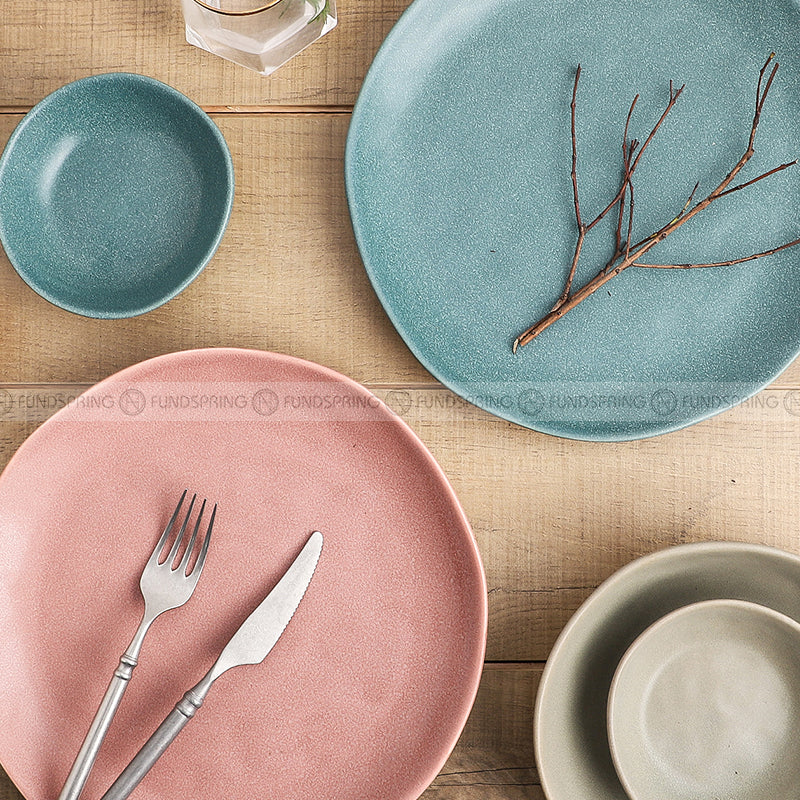 Matte Fusion Ceramic Dinner Plate Combination Tableware Set of 2 (8" and 11") Matte Fusion Ceramic Dinner Plate Combination Tableware Set of 2 (8" and 11")
